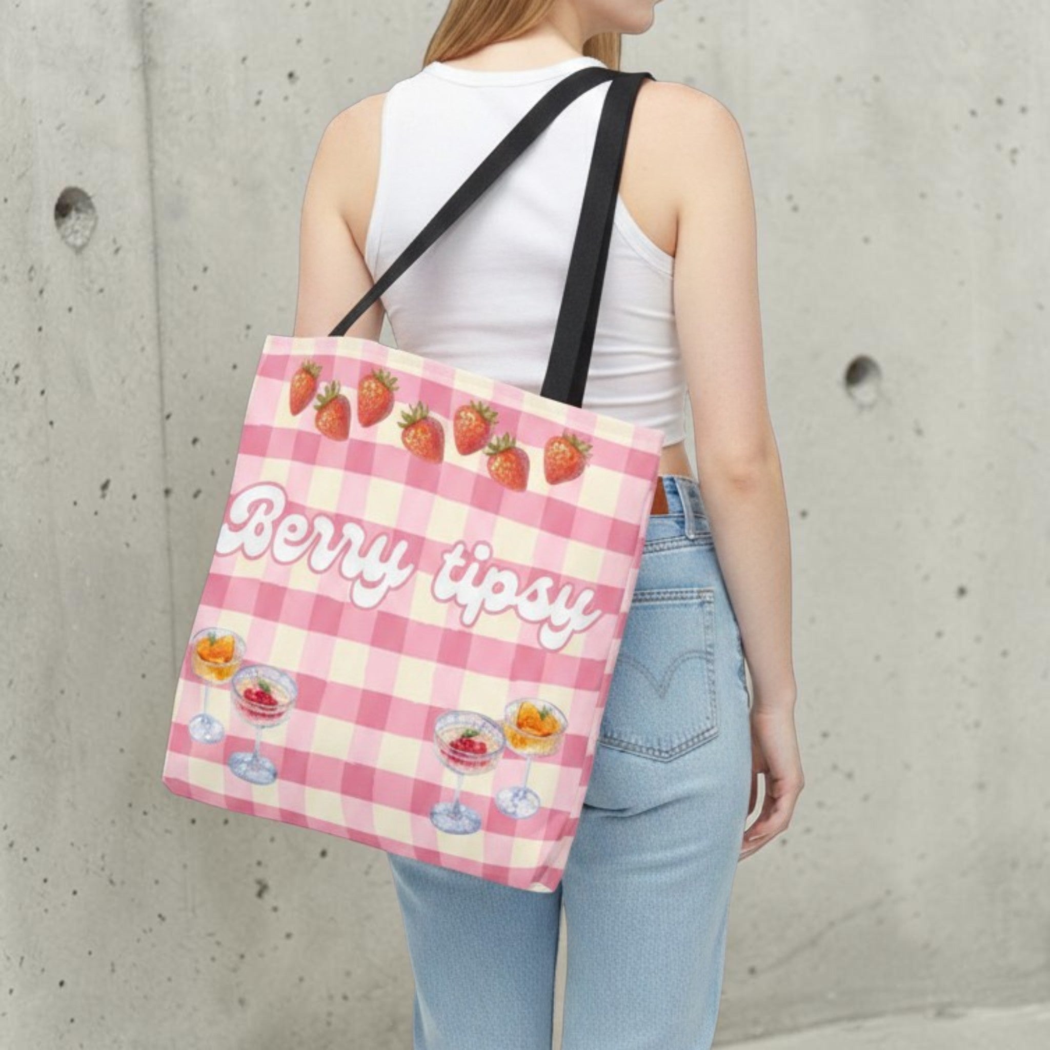 Berry Tipsy Strawberry Tote Bag