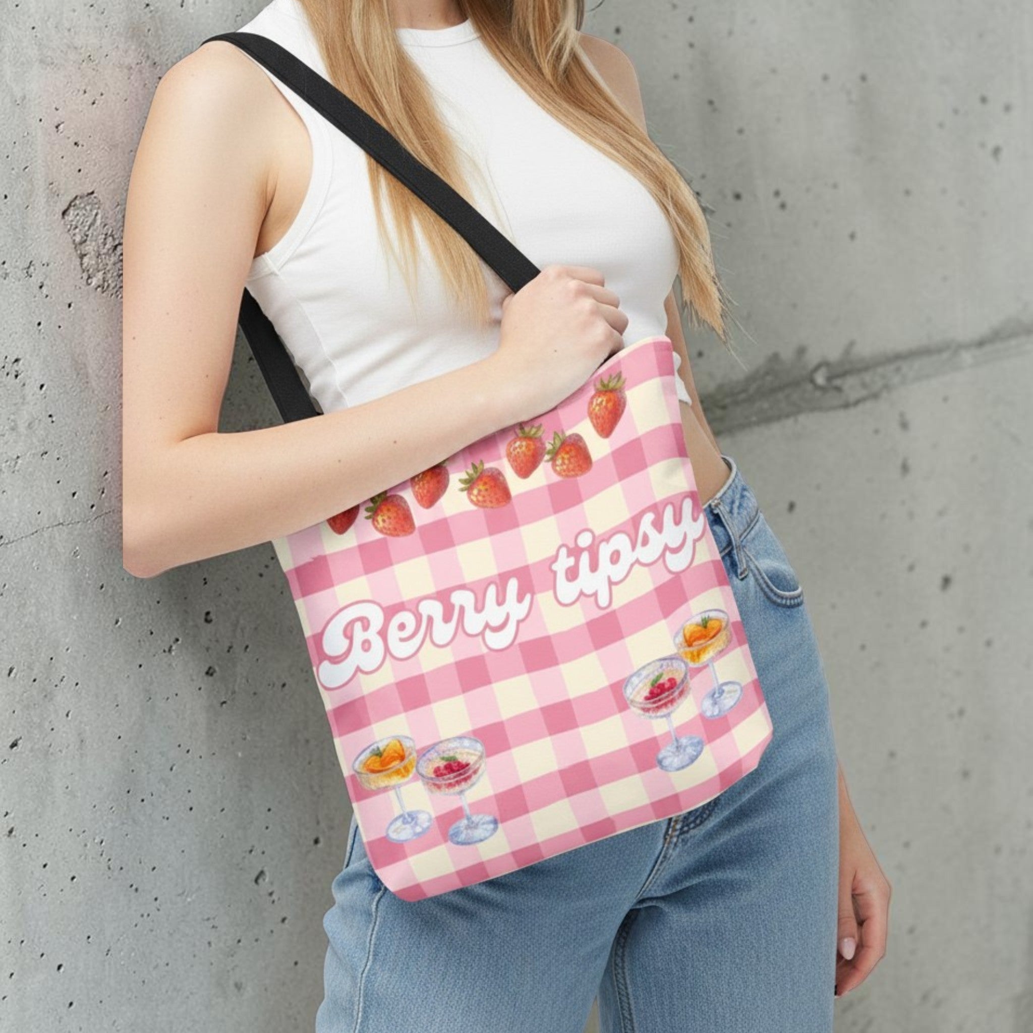 Berry Tipsy Strawberry Tote Bag